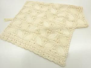 リボン刺繍葉模様ショール